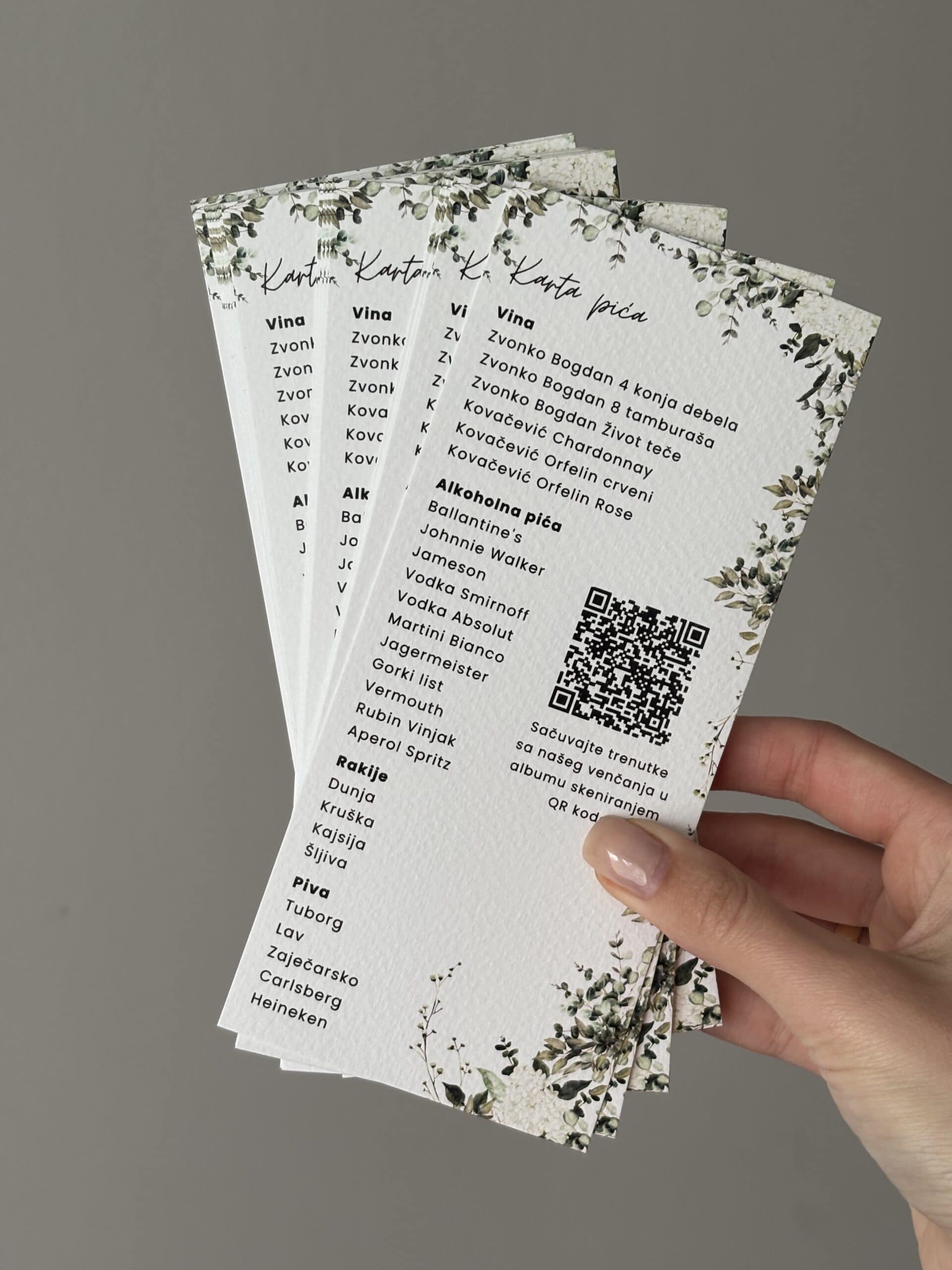 Elegant cocktail menu with wine, beer, and alcohol options, perfect for events and bar setups.